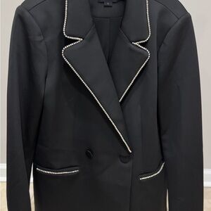 Good American Black Double breast Blazer with Rhinestone Accents